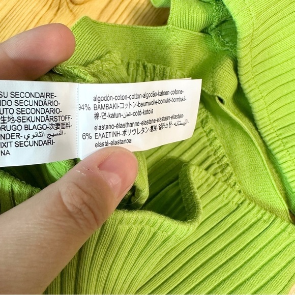 Zara Green Brat Girl Cutout Halter Top Bodysuit Y2K Ribbed Women’s Size Small - Picture 6 of 13
